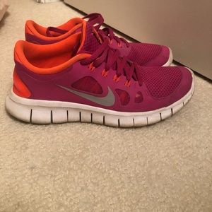 Nike Free 5.0 pink and orange sneakers